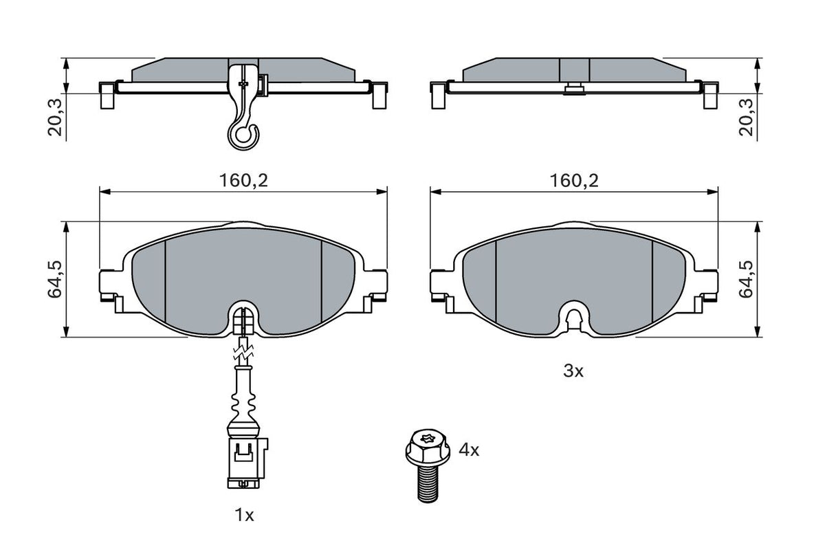 2785.2 BH BRAKE PADS FRONT VW MK7 # BOSCH 0 986 494 660