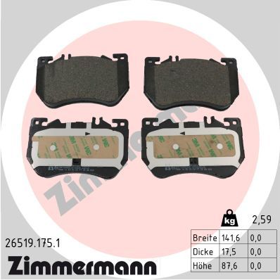 000 420 13 04 ZI BRAKE PAD REAR # ZIMMERMANN 26526.170.1