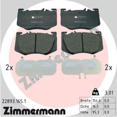 000 420 11 03 ZI BRAKE PADS FRONT 2018 AMG # ZIMMERMANN 22893.165.1