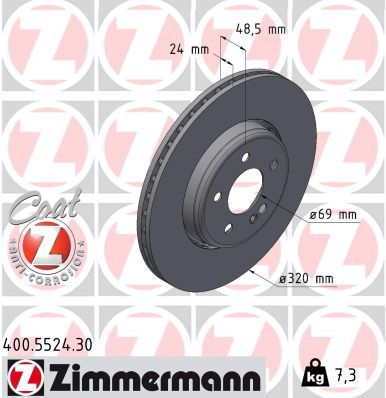 000 423 07 12 ZI BRAKE DISC REAR Ø 320mm GLC .D531 - 5524 ZIMMERMANN 400.5524.30