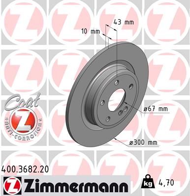 000 423 16 12 ZI BRAKE DISC REAR 300MM SLK/R172 - 3682 # ZIMMERMANN 400.3682.20