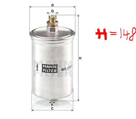 001 477 59 01 FUEL FILTER WK830/3 EARLY SHORT 148mm # MANN HUMMEL WK830/3