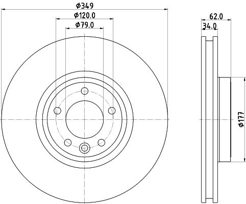 LR081594 BRAKE DISC FRONT R/R LATE 14 DISCO 5 HELLA 355.132-551