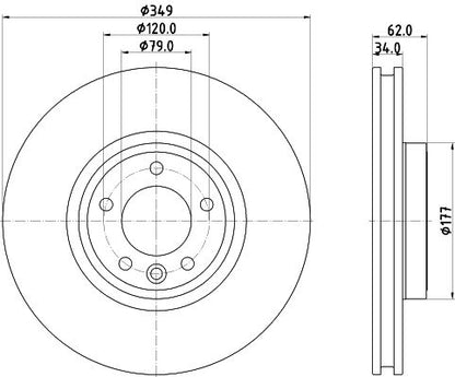LR081594 BRAKE DISC FRONT R/R LATE 14 DISCO 5 HELLA 355.132-551