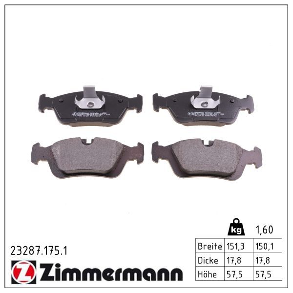 5405.2 ZI BRAKE PADS FRONT - E36/46 BMW ZIMMERMANN 23287.175.1