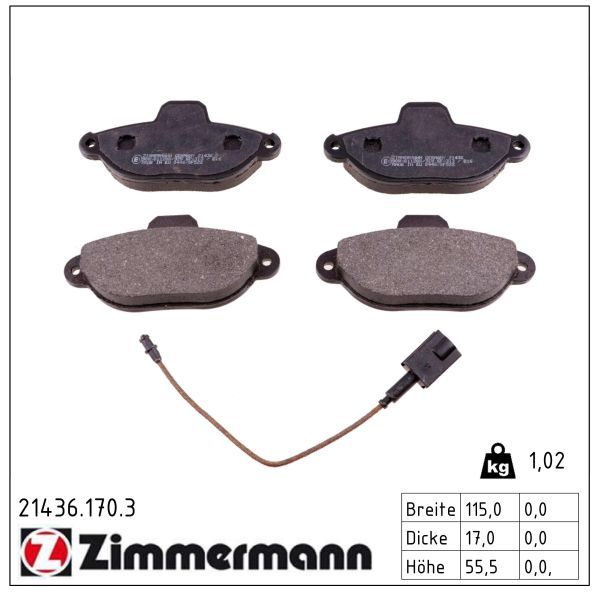 3951.2 FRONT PADS FIAT 500 ZIMMERMANN 21436.170.3