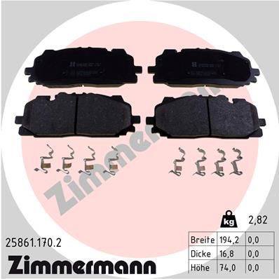 25861.170.2 ZIMMERMANN BRAKE PADS FRONT