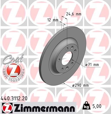 440.3112.20 ZI BRAKE DISC REAR C5/407 - 3112 ZIMMERMANN 440.3112.20