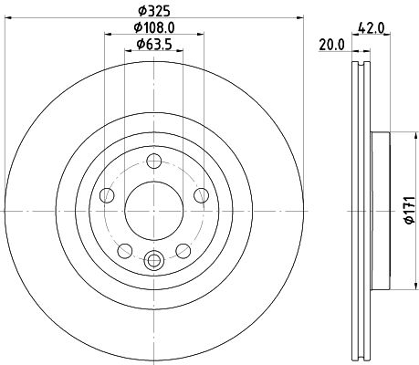 T4A2061 BRAKE DISC REAR 325mm  # HELLA 355.132-601