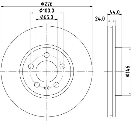 2Q0 615 301H BRAKE DISC FR 276mm VW POLO T-CROSS - 3260*# HELLA 355.132-891