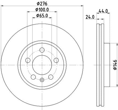 2Q0 615 301H BRAKE DISC FR 276mm VW POLO T-CROSS - 3260*# HELLA 355.132-891