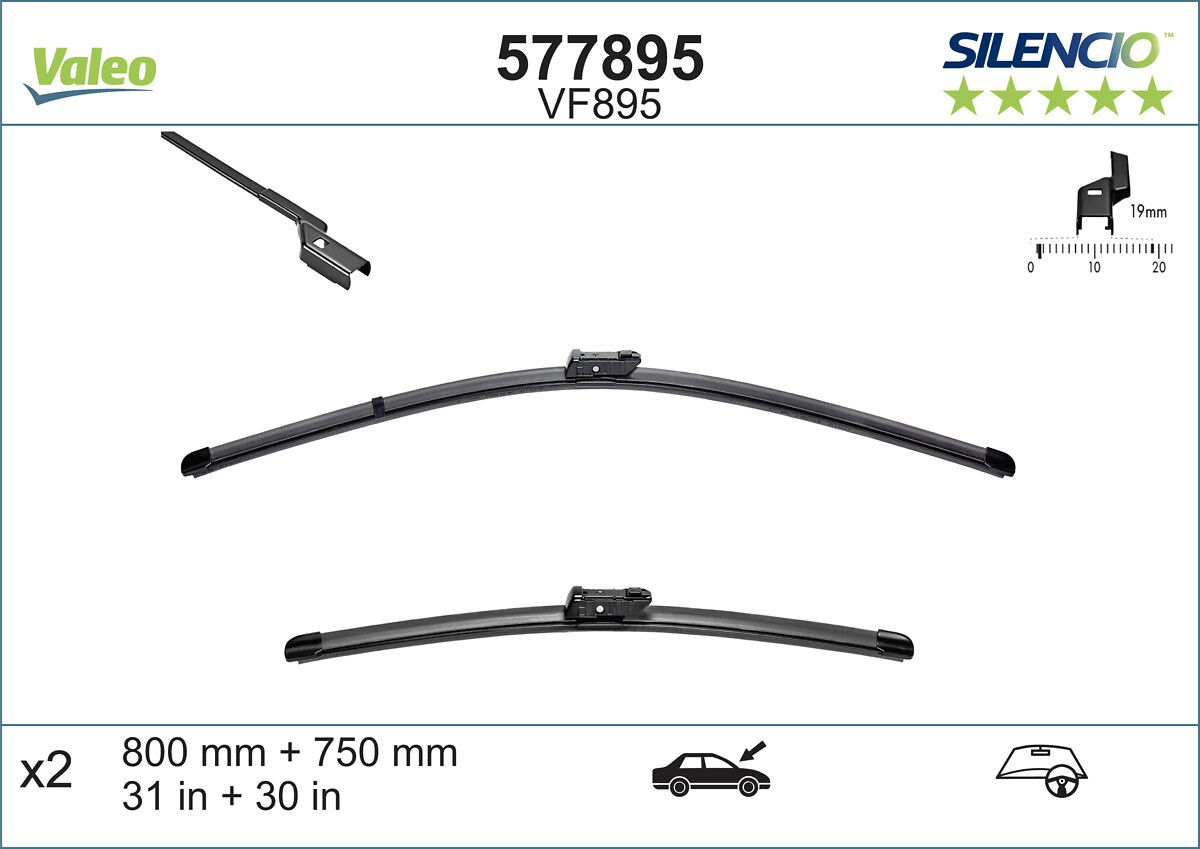 1609428880 WIPER SILENCIO FLAT BLADE SET CITROEN VF895 # SWF 119 548