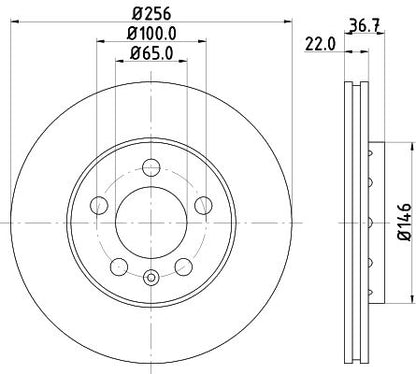 1J0 615 301D BRAKE DISC 1.6 A3/GOLF IV - 1233 HELLA 355.105-361