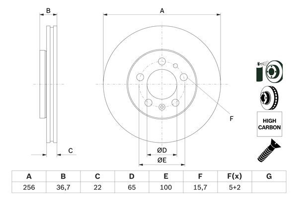 1J0 615 301D BH BRAKE DISC 1.6 A3/GOLF IV - 1233 # BOSCH 0 986 478 853 MTO