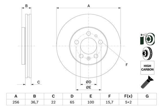 1J0 615 301D BH BRAKE DISC 1.6 A3/GOLF IV - 1233 # BOSCH 0 986 478 853 MTO