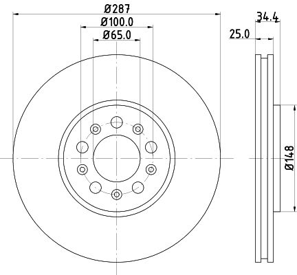 1J0 615 301K BRAKE DISC FRONT - 1235 HELLA 355.107-611