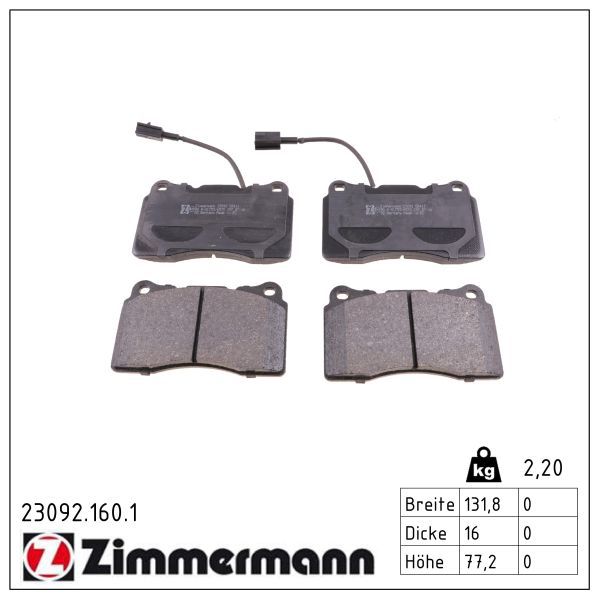 4851.2 BRAKE PADS FRONT ALFA 936/939/940/159/GT/GTA ZIMMERMANN