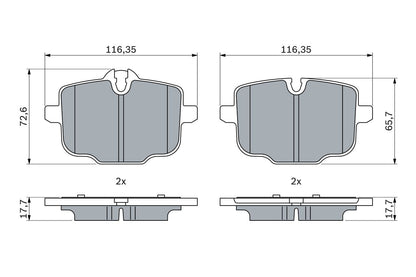 34 21 6 890353 BH BRAKE PADS REAR BMW X5/X6 # BOSCH 0 986 424 922