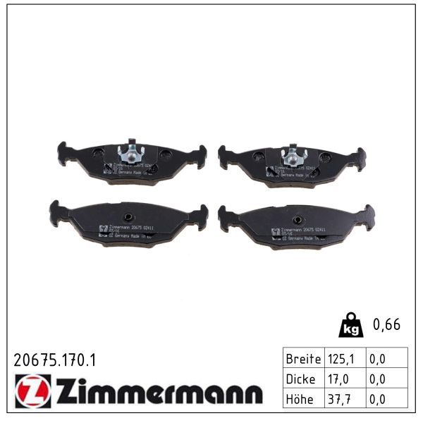 7047.2 ZI REAR PADS - E30 BMW # ZIMMERMANN 20675.170.1