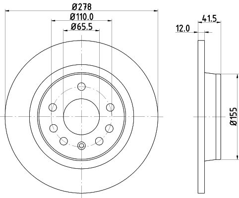 430.1497.20 BRAKE DISC REAR SOLID SAAB 278mm   1497 HELLA 355.109-211