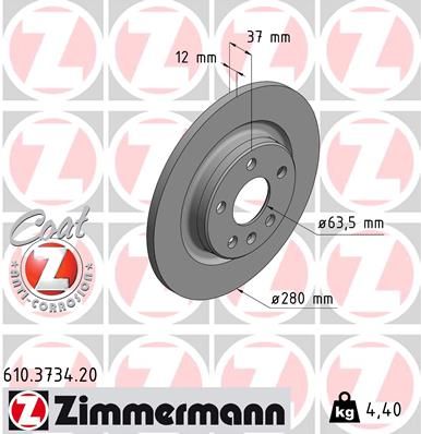 31471476 ZI BRAKE DISC - 3734 # ZIMMERMANN 610.3734.20
