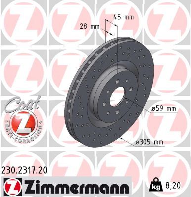 52041114 ZI BRAKE DISC FRONT ABARTH 500 - 2317 # ZIMMERMANN 230.2317.20