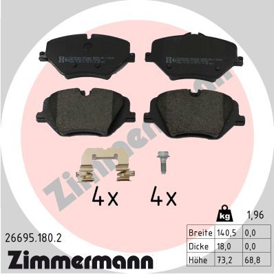 26695.180.2 ZI BRAKE PADS FRONT U11 # ZIMMERMANN 26695.180.2