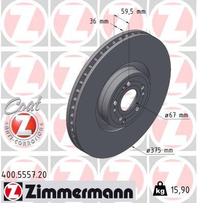167 421 09 01 ZI BRAKE DISC FR GLE/GLS 375MM DRILLed - 5557 # ZIMMERMANN 400.5557.20