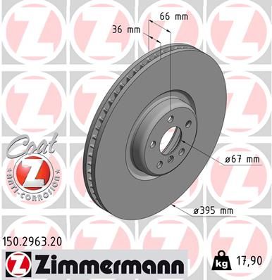 34 10 6 887398 BH BRAKE DISC RHS 395mm X5 2019>> - 2963 ZIMMERMANN 0 986 479 H12