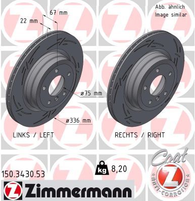 34 21 6 764655 ZI BRAKE DISC REAR 330/335 E90 336mm - 3430 ZIMMERMANN 150.3430.20