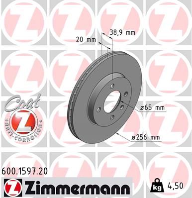 321 615 301D ZI BRAKE DISC FRONT 1597 VENT MK3 VW ZIMMERMANN 600.1597.20