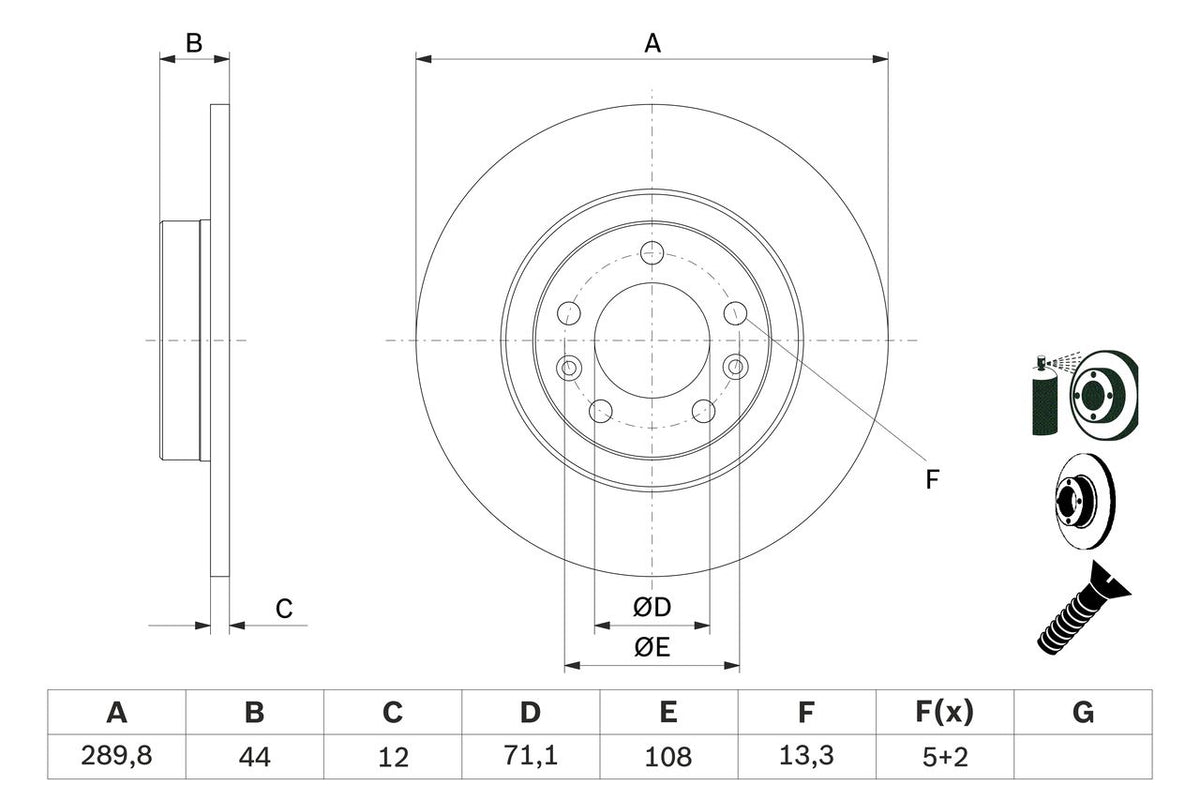 440.3129.20 BH BRAKE DISC REAR 508 PEU - 3129 BOSCH 0 986 479 130