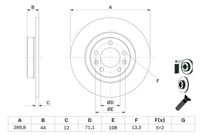 440.3129.20 BH BRAKE DISC REAR 508 PEU - 3129 BOSCH 0 986 479 130