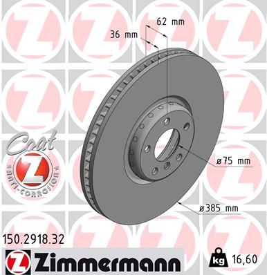 34 11 6 782068 ZI BRAKE DISC RHF X5 F15 - 2918 # ZIMMERMANN 150.2918.20