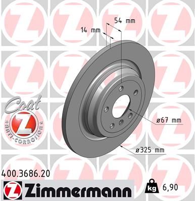 166 423 00 12 ZI BRAKE DISC REAR W166 325MM - 3686 ZIMMERMANN 400.3686.20