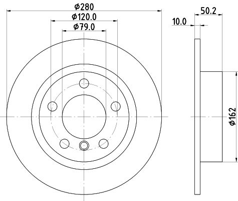 34 20 9 804830 BRAKE DISC REAR 280mm  MINI R60 - 3487 HELLA 355.123-001