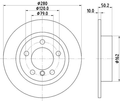 34 20 9 804830 BRAKE DISC REAR 280mm  MINI R60 - 3487 HELLA 355.123-001