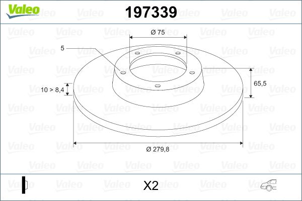 34 21 6 764647 VA BRAKE DISC REAR  280MM 1SER E81 E87 3425 VALEO 197339