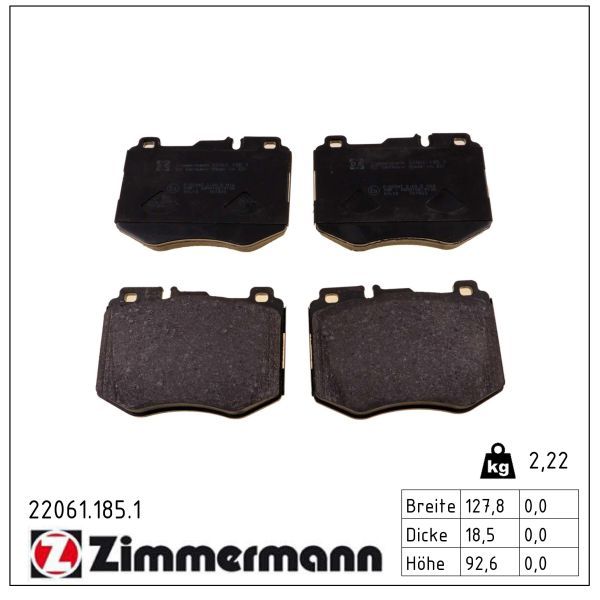 4883.2 ZI BRAKE PADS FRONT GLC SPORT ZIMMERMANN 22061.185.1