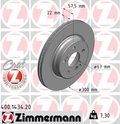 129 423 03 12 ZI REAR DISC VENTED ZIMMERMANN 400.1434.20