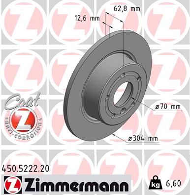 SDB000470 ZI REAR DISC SOLID Ø 304mm  5222 ZIMMERMANN 450.5222.20