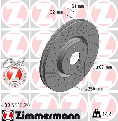 176 421 02 12 ZI BRAKE DISC FRONT A45AMG - 5516* ZIMMERMANN 400.5516.20