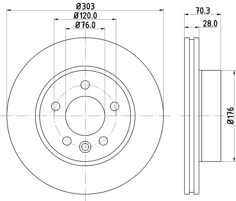 2N0 615 301A BRAKE DISC FRONT CRAFTER 303mm 2016>> 3255+ # HELLA 355.125-561