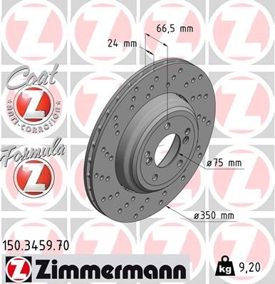 34 21 2 283387 ZI BRAKE DISC REAR LHS E93/92/90 M3 350MM - 3459 ZIMMERMANN 150.3459.70