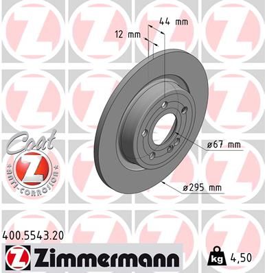 247 423 02 12 ZI BRAKE DISC REAR 295MM - 5543 ZIMMERMANN 400.5543.20