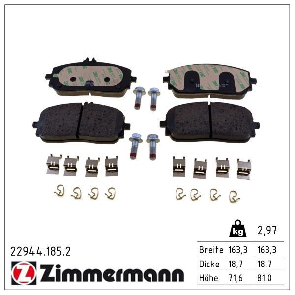 22944.185.2 ZIMMERMANN BRAKE DISC PADS