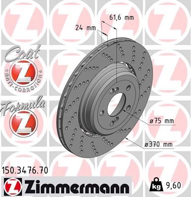 34 21 2 282808 ZI REAR DISC RH M SERIES 3476 ZIMMERMANN 150.3476.70