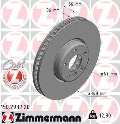 34 11 6 860912 ZI BRAKE DISC RHF 348mm X3 M Sport - 2937 # ZIMMERMANN 150.2937.20