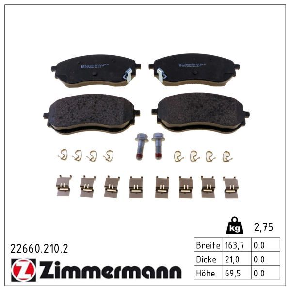 3887.2 BRAKE PADS FRONT X-Class G 2018>> # ZIMMERMANN 22660.210.2