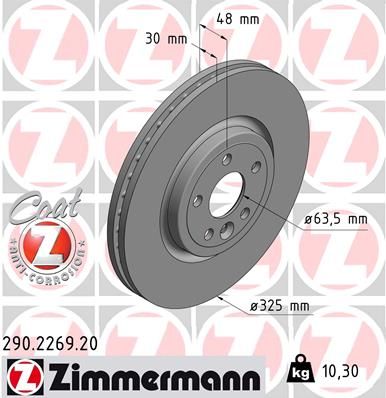 LR090684 ZI BRAKE DISCS RR L560/FPACE X761 - 2269 ZIMMERMANN 290.2269.20